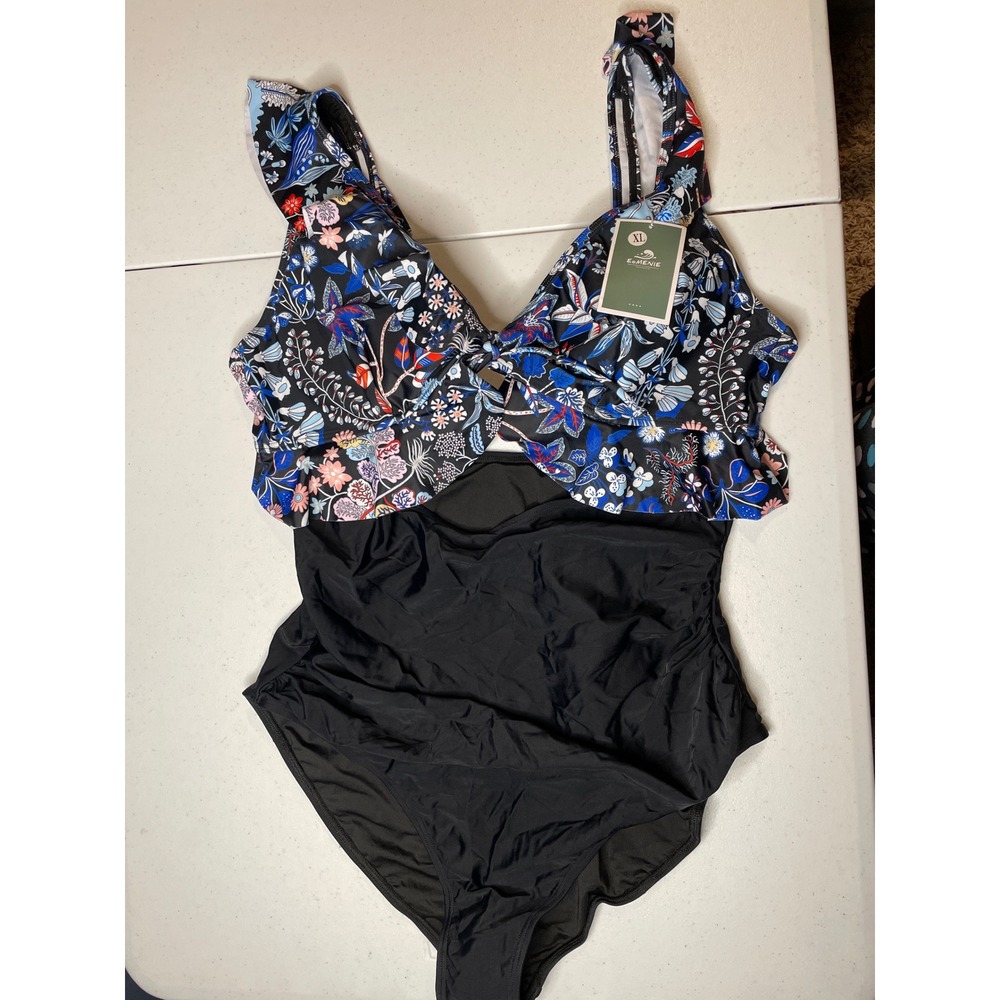 Eomenie One Piece Swimsuit Tummy Control Ruffle Suit, XL